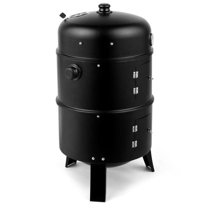 Outdoor Charcoal Smoker Grill – Portable Barrel BBQ Cooker Black
