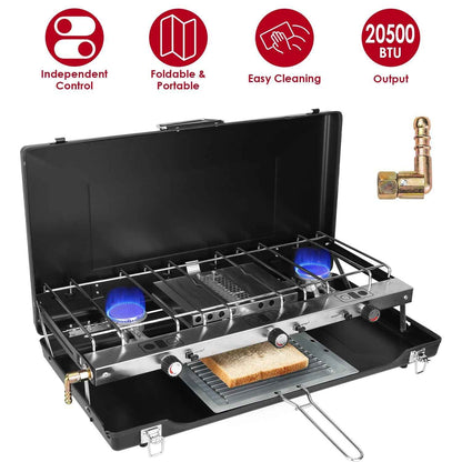 3-Burner 20,000 BTU Portable Propane Camping Stove