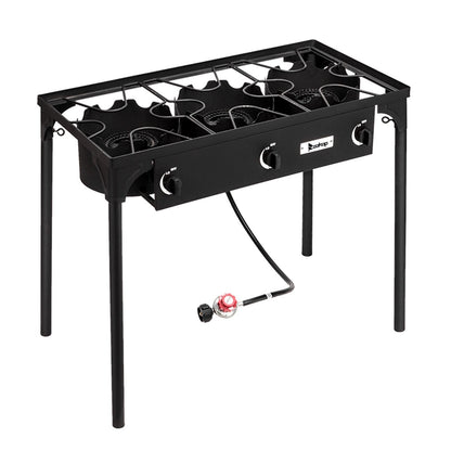 225,000 BTU Outdoor Propane Camp Stove – 3 Burner Cooker