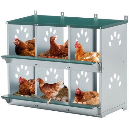 6-Room Metal Chicken Nesting Box – Galvanized Steel Hen Coop