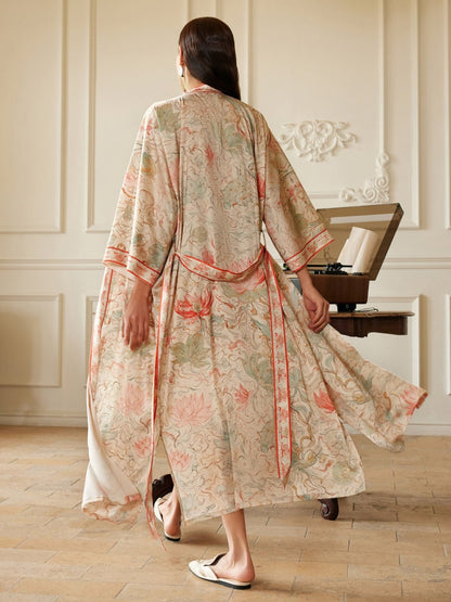 Dunhuang Celestial Herb Long Kimono Robe with Pocket | Daily Health & Beauty