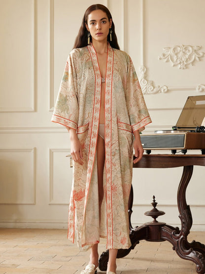 Dunhuang Celestial Herb Long Kimono Robe with Pocket | Daily Health & Beauty