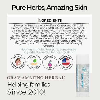 Natural Lip Balm, Herbal Infused, Earl Grey
