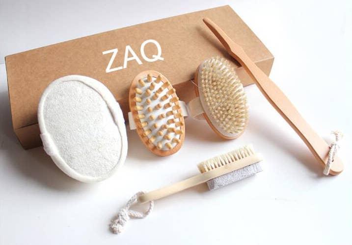 Luxuriate in the Best Shower & Bath Spa Set: Dry Brush, Stone Brush, Loofah Sponge