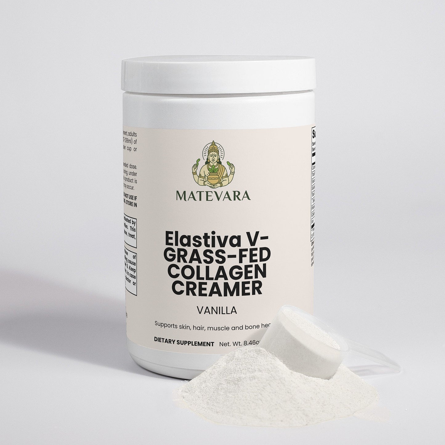 Elastiva V Grass-Fed Collagen Creamer, Vanilla Flavor |Dietary Supplement Powder