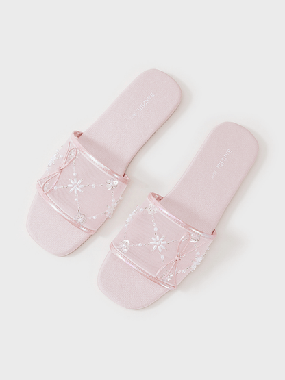 Embroidered Satin Bow House Slippers | Daily Health & Beauty