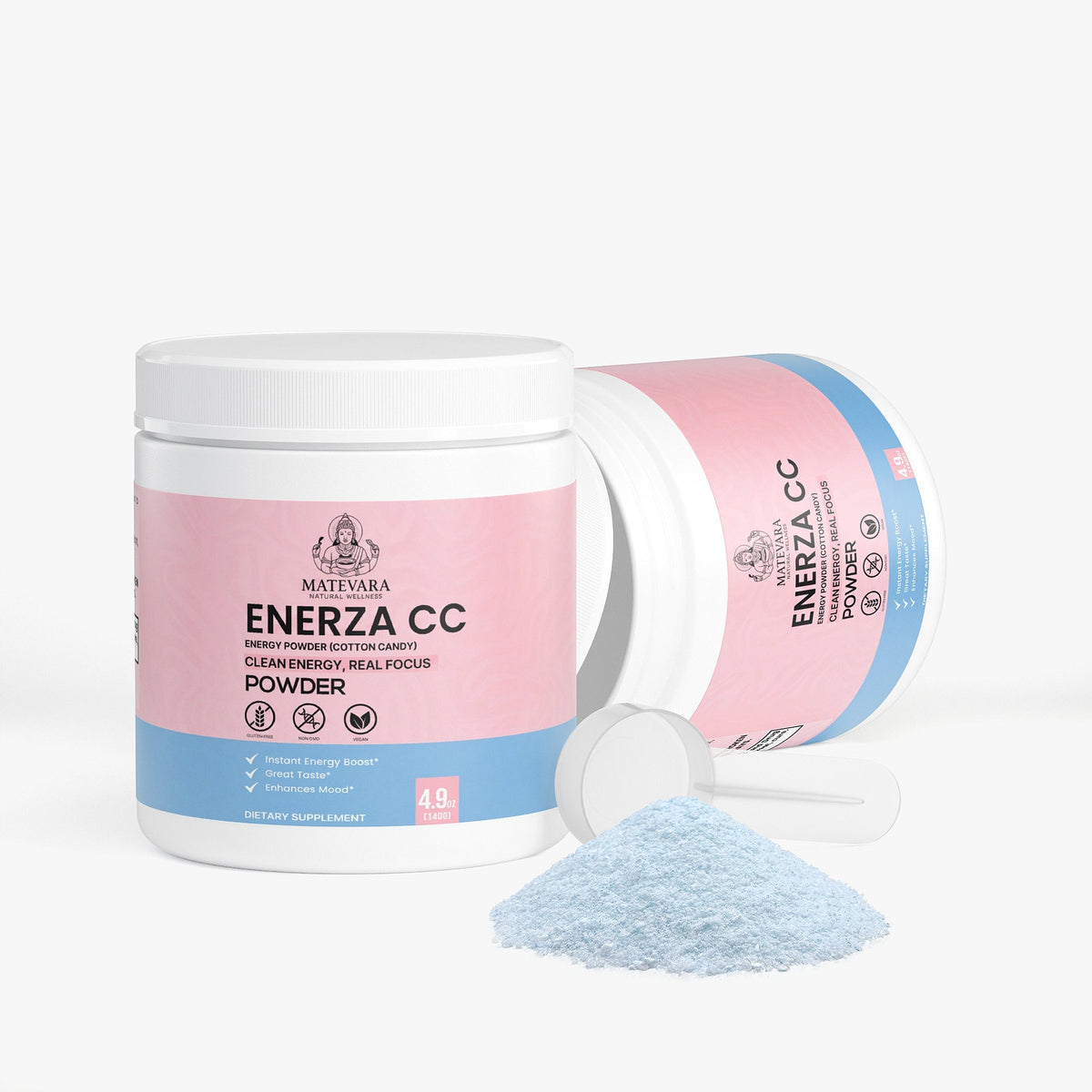 Enerza Cotton Candy Energy Powder | Sugar-Free Focus & Energy Formula (140g)