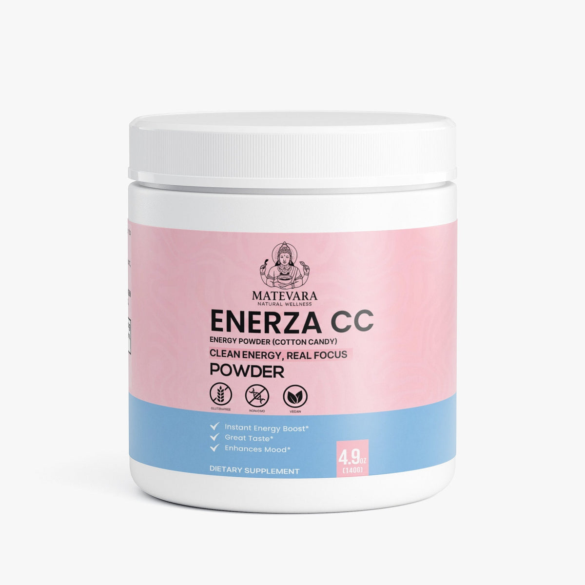 Enerza Cotton Candy Energy Powder | Sugar-Free Focus & Energy Formula (140g)