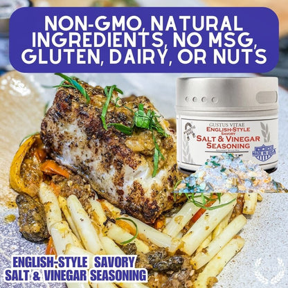 Condimento salado de sal y vinagre al estilo inglés 