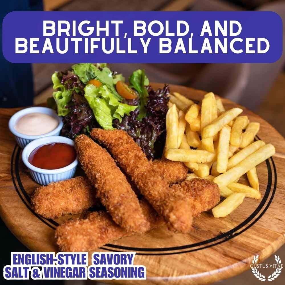 Condimento salado de sal y vinagre al estilo inglés 