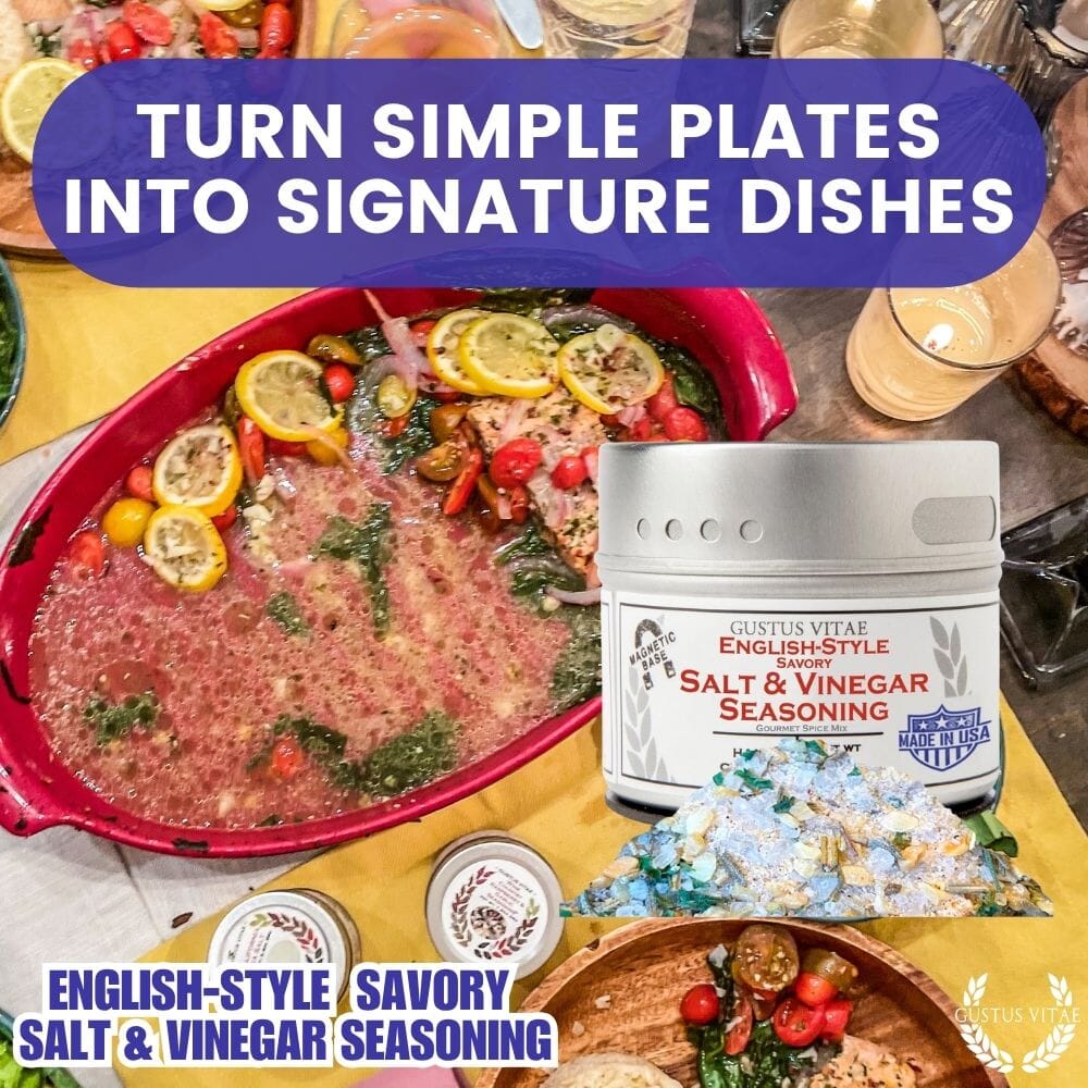 Condimento salado de sal y vinagre al estilo inglés 