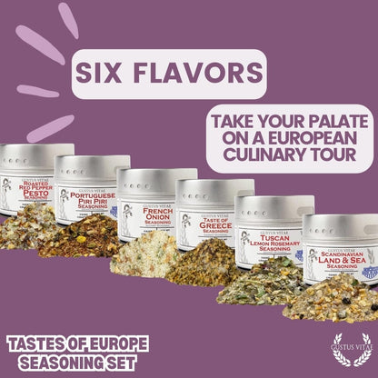 Set de regalo de condimentos europeos - Sabores de Europa - Paquete de seis mezclas de especias artesanales 