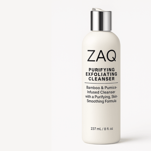 ZAQ Purifying Exfoliating Cleanser – Bamboo & Pumice Formula for Clearer, Smoother Skin