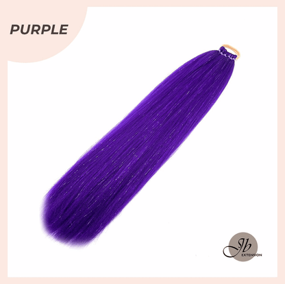 JBEXTENSION 27 Inches Glitter Sparkling Ponytail Synthetic Straight Hairpiece Pony Hair Extensions - SHAYLA