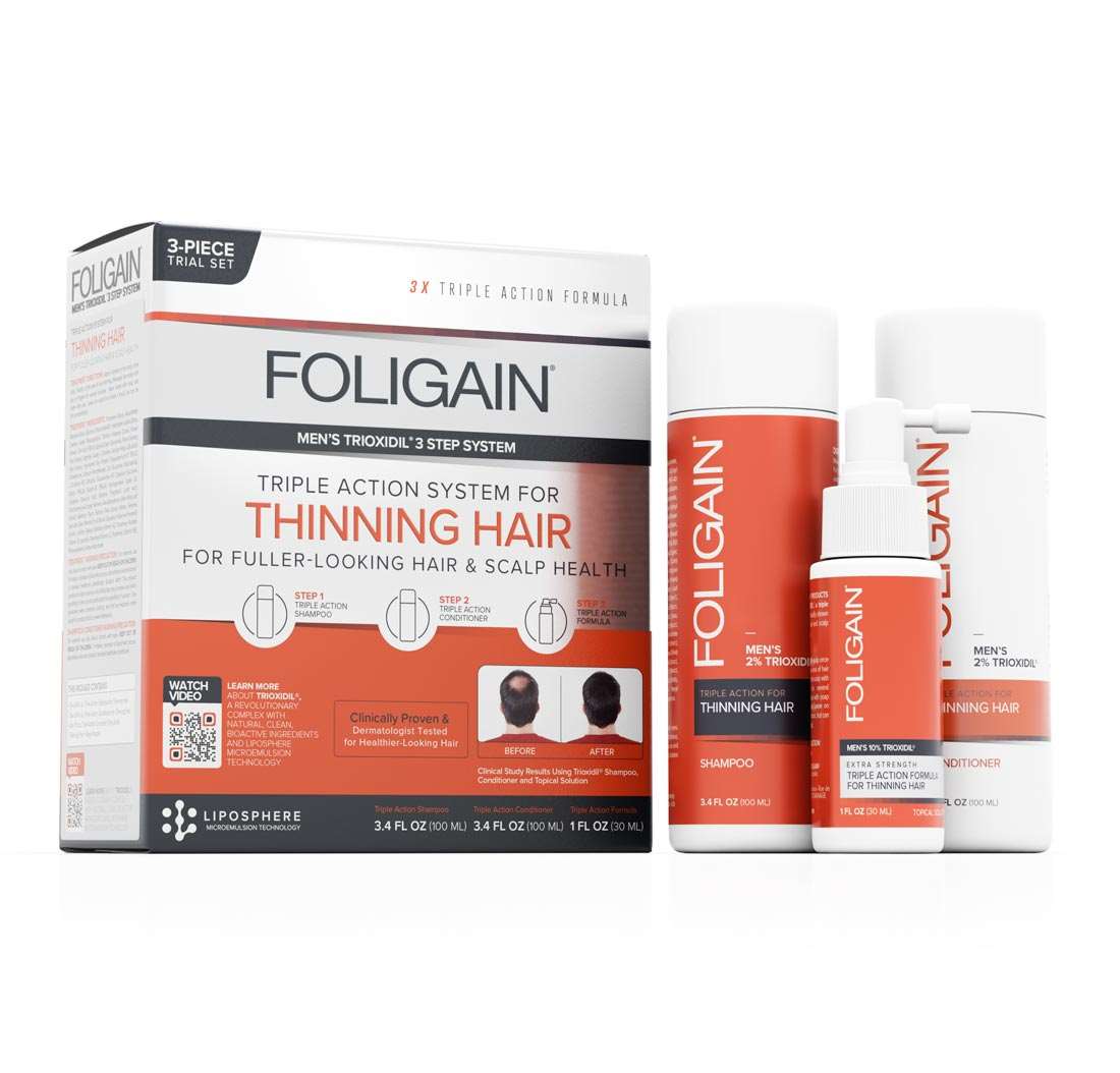 FOLIGAIN® Triple Action Hair Care System For Men 3 Piece Trial Set