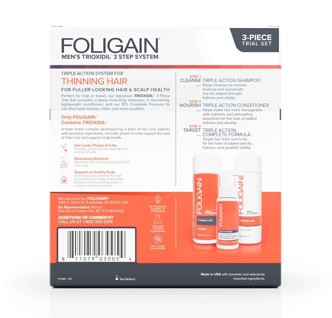 FOLIGAIN® Triple Action Hair Care System For Men 3 Piece Trial Set