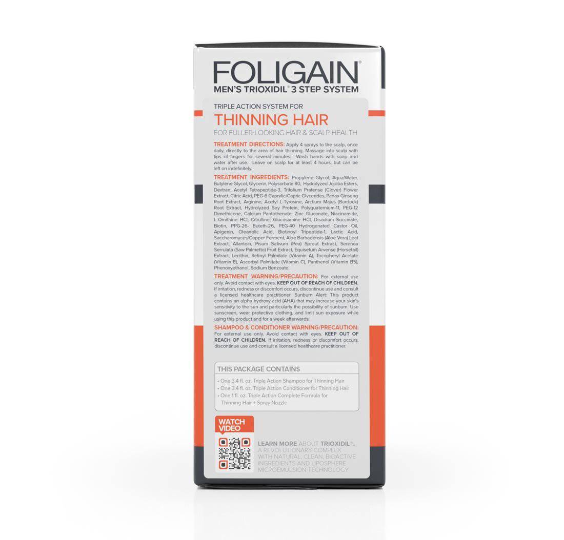 FOLIGAIN® Triple Action Hair Care System For Men 3 Piece Trial Set