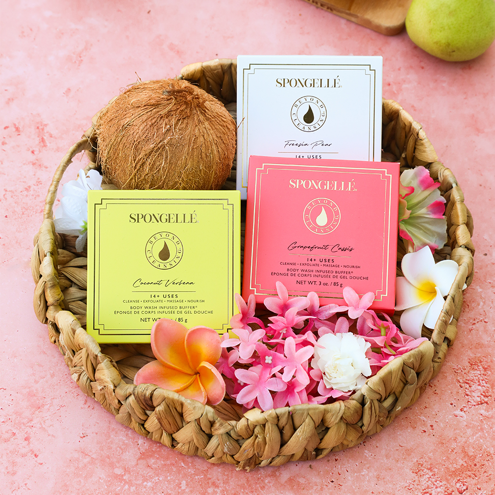 Conjunto de flores en caja con sabor a fruta