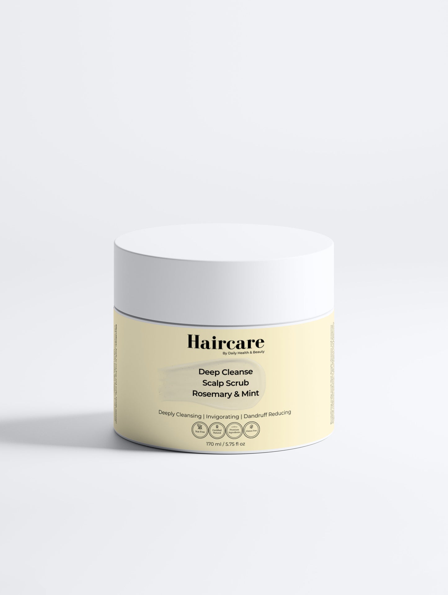 Deep Cleanse Scalp Scrub Rosemary & Mint jar — COSMOS Natural certified, gluten-free — Daily Health & Beauty