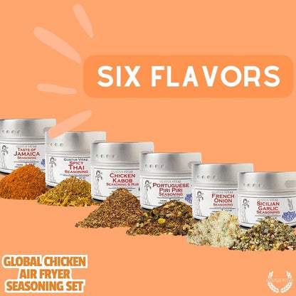 Set de condimentos para freidora de aire Global Chicken - Paquete de seis mezclas de especias artesanales 