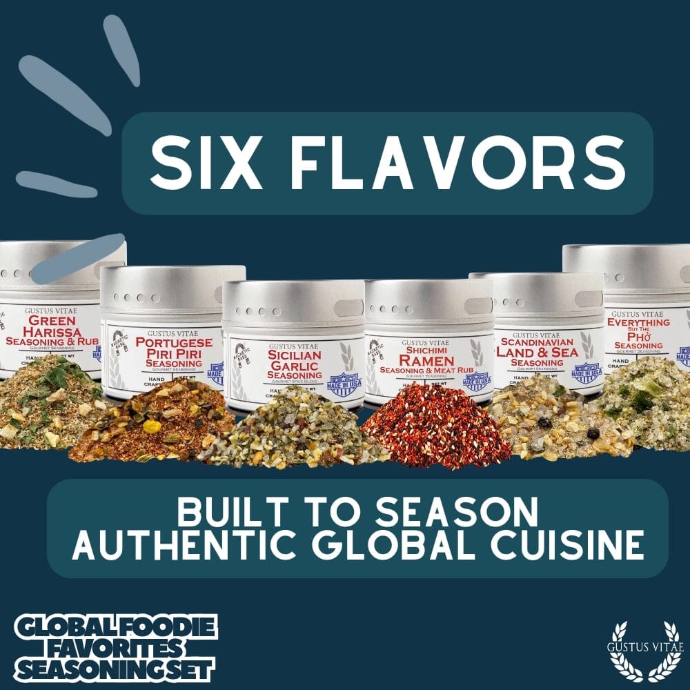 Favoritos de la gastronomía mundial | Colección mundial de 6 paquetes | Auténticos condimentos y mezclas de especias gourmet 