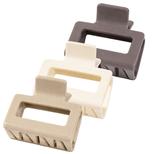 Glossy Square Claw Hair Clip (3 Pack)