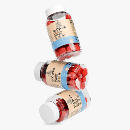 Glowva Hair, Skin & Nails Gummies | Biotin, Collagen, Vitamins A, C, E | Beauty Support Gummies | 60 Count