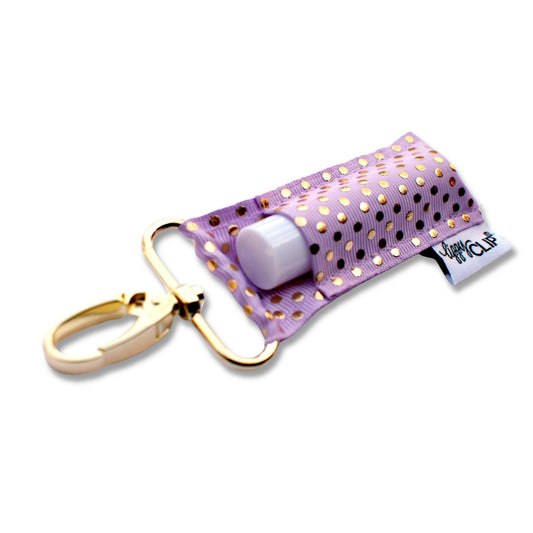 Gold Dots on Lavender LippyClip® Lip Balm Holder | Daily Health & Beauty