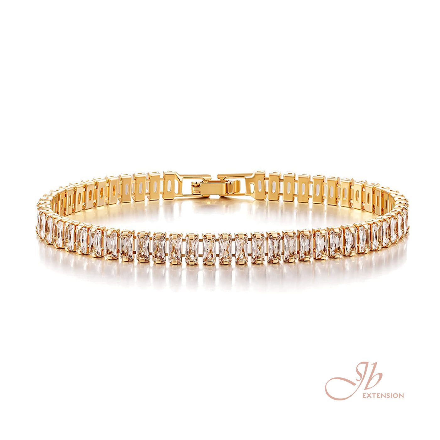 JBSELECTION stainless steel 14K Gold Plated 5mm Cubic Zirconia Classic Tennis Bracelet | Gold Bracelets for Women