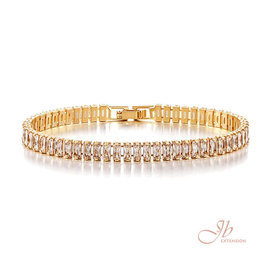 JBSELECTION stainless steel 14K Gold Plated 5mm Cubic Zirconia Classic Tennis Bracelet | Gold Bracelets for Women