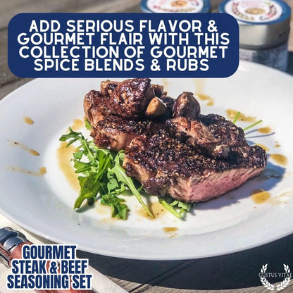 Set de regalo de condimentos gourmet para carne de res y bistec a la barbacoa (paquete de seis) 