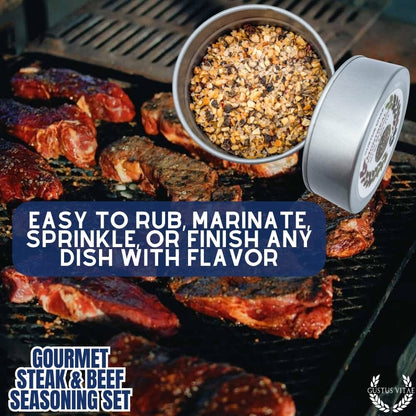 Set de regalo de condimentos gourmet para carne de res y bistec a la barbacoa (paquete de seis) 