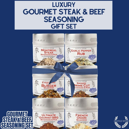 Set de regalo de condimentos gourmet para carne de res y bistec a la barbacoa (paquete de seis) 