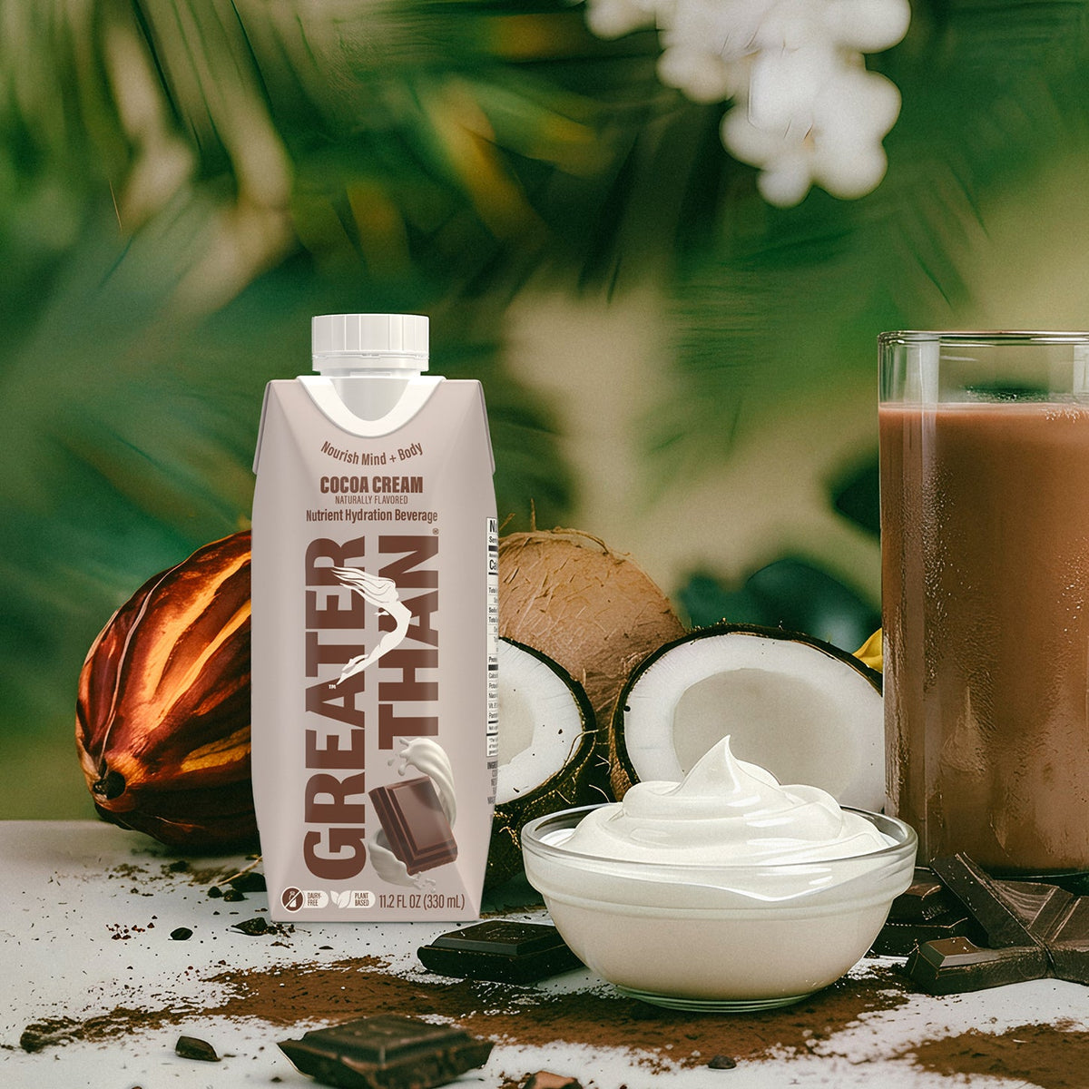 Cocoa Cream: Dairy-Free Coconut Water Beverage with Electrolytes and Vitamins (11.2 oz Tetra Paks)