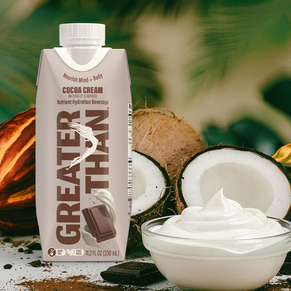 Cocoa Cream: Dairy-Free Coconut Water Beverage with Electrolytes and Vitamins (11.2 oz Tetra Paks)