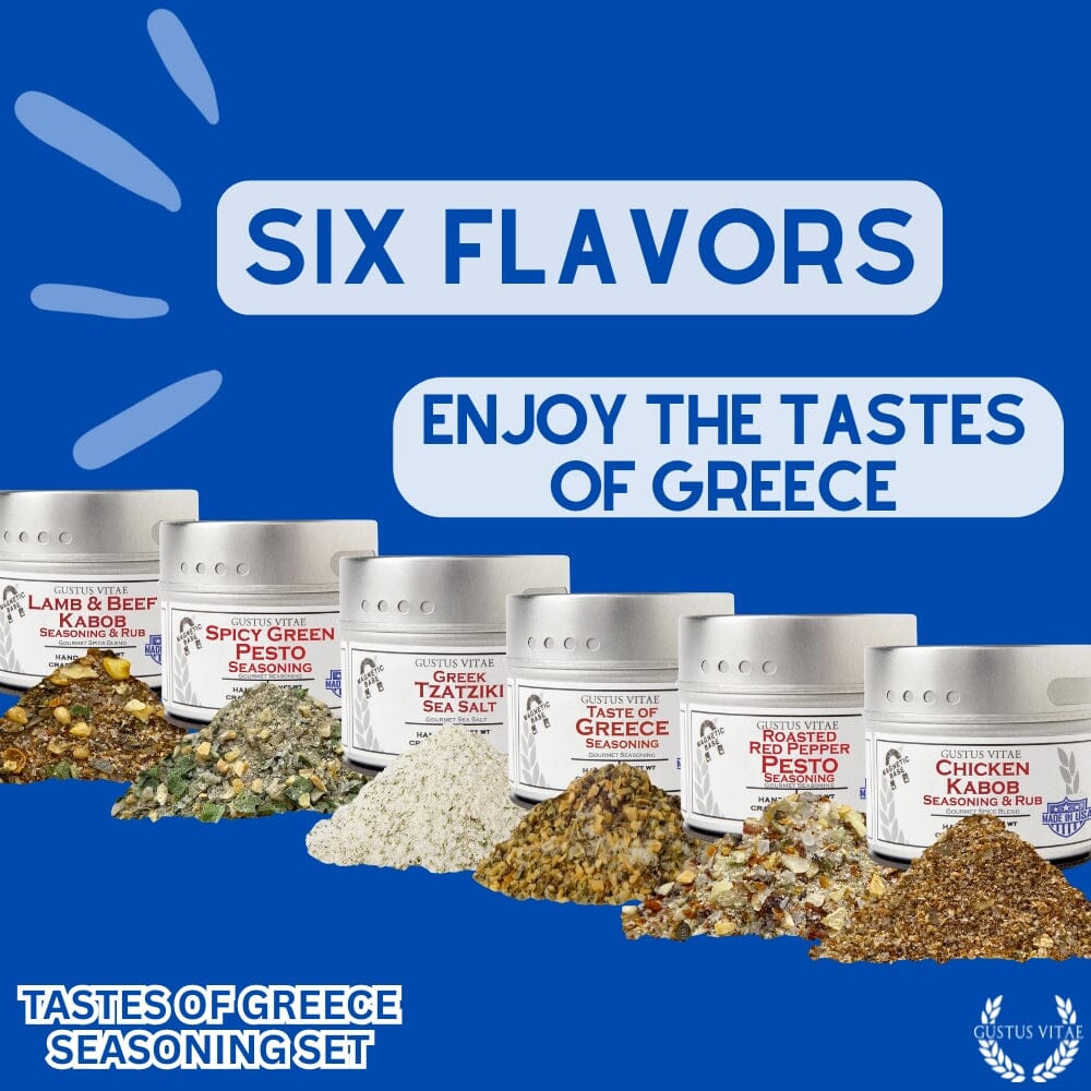 Set de regalo de condimentos griegos - Sabores de Grecia - Paquete de seis mezclas de especias artesanales 