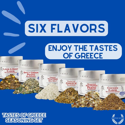 Set de regalo de condimentos griegos - Sabores de Grecia - Paquete de seis mezclas de especias artesanales 
