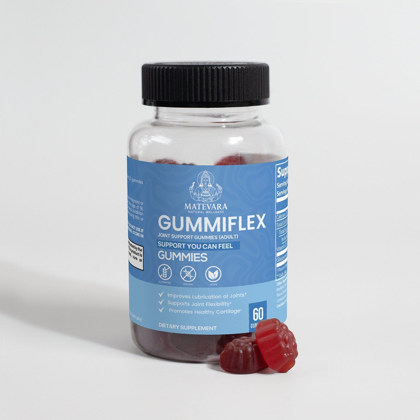 Gummiflex Glucosamine Gummies | Supports Joint Movement & Cartilage Health | Raspberry Taste | 60 Count