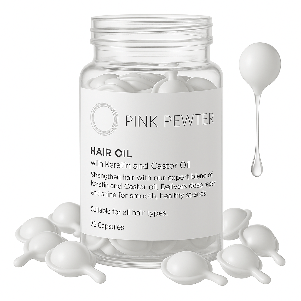 Hair Oil Capsules – Strengthening Blend with Olive, Jojoba, Sunflower Seed, Castor Oil, Rosemary & Keratin (Repair and Frizz Control) | Daily Health & Beauty