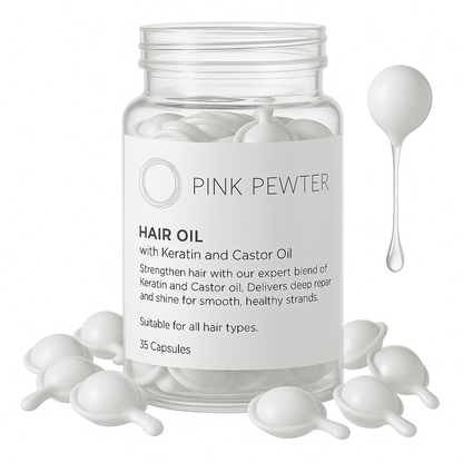 Hair Oil Capsules – Strengthening Blend with Olive, Jojoba, Sunflower Seed, Castor Oil, Rosemary & Keratin (Repair and Frizz Control) | Daily Health & Beauty