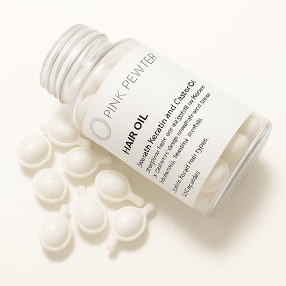 Hair Oil Capsules – Strengthening Blend with Olive, Jojoba, Sunflower Seed, Castor Oil, Rosemary & Keratin (Repair and Frizz Control) | Daily Health & Beauty