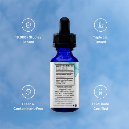 USP Grade Methylene Blue 150mg Liquid Drops – Lab Verified, Heavy Metal Tested
