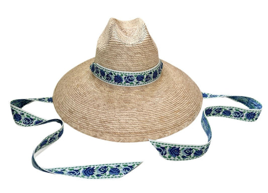 Hollyhock Sun Hat - Vintage Azure Garden Rose Long Ribbon | Daily Health & Beauty