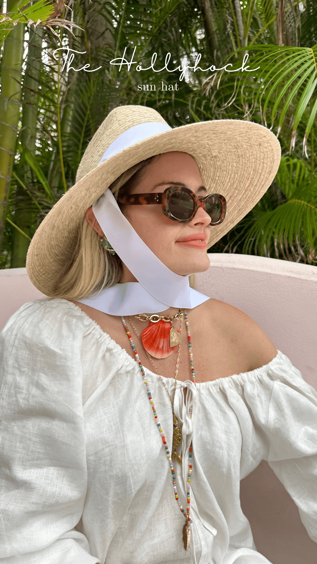 Hollyhock Sun Hat - Vintage Azure Garden Rose Long Ribbon | Daily Health & Beauty