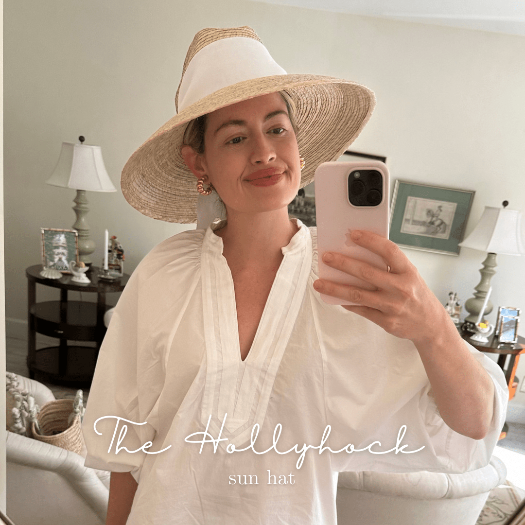 Hollyhock Sun Hat - Vintage Azure Garden Rose Long Ribbon | Daily Health & Beauty