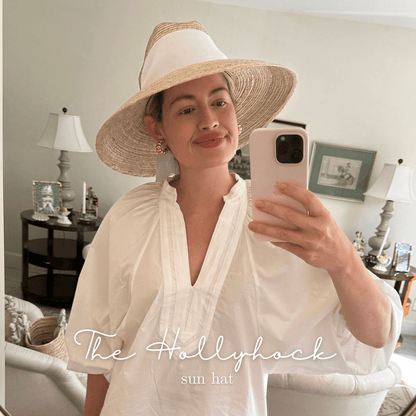 Hollyhock Sun Hat - Vintage Azure Garden Rose Long Ribbon | Daily Health & Beauty
