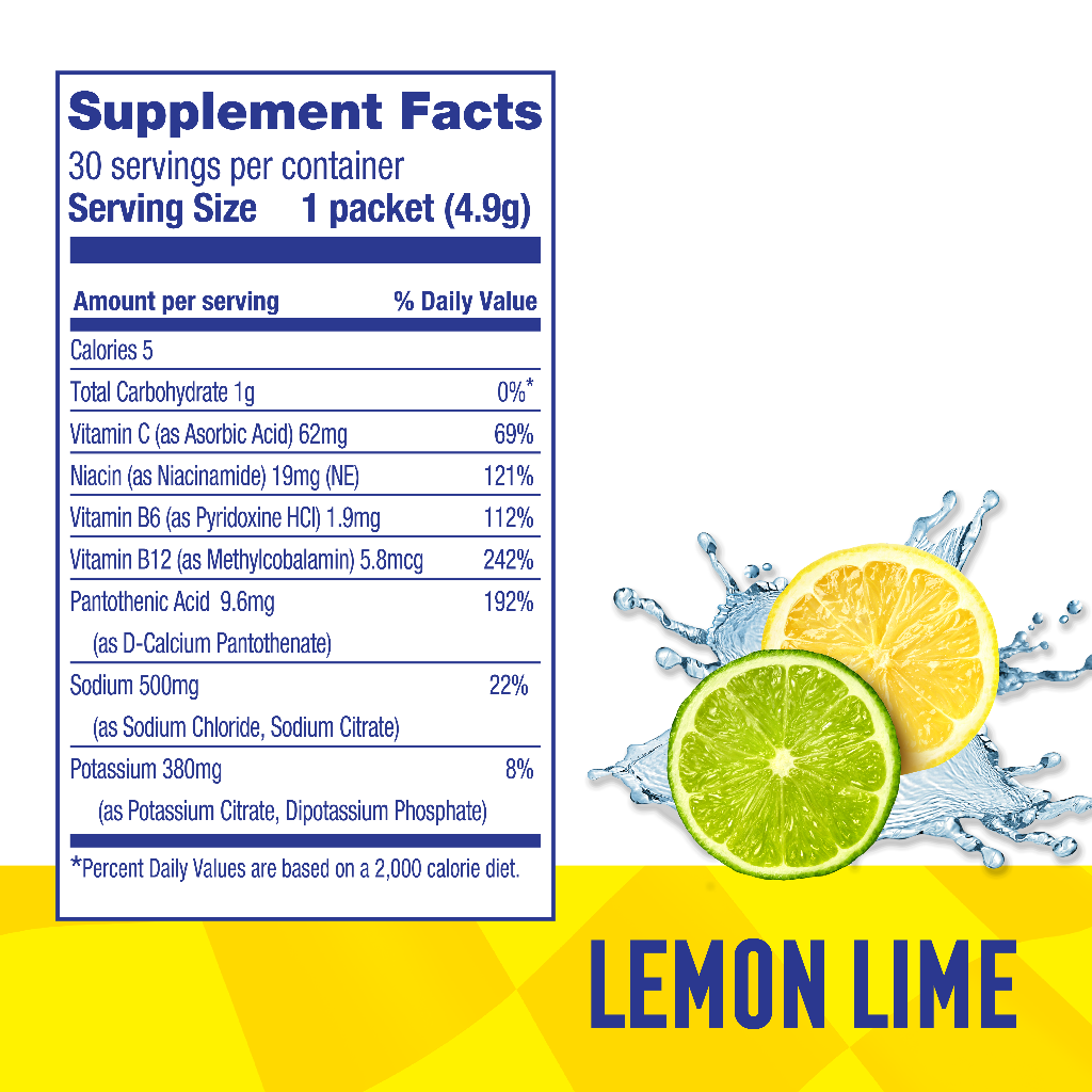 Lemon-Lime Electrolyte Mix – Zero Sugar Premium Electrolyte Stick Packs (30 Sticks)