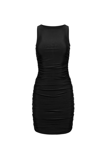 Ibiza Ruched Mini Dress Black