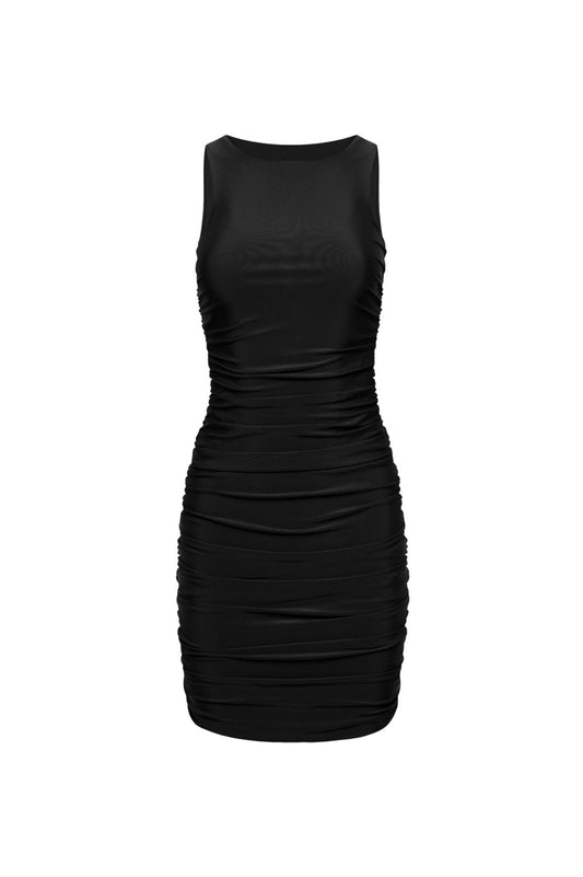 Robe courte froncée Ibiza noire