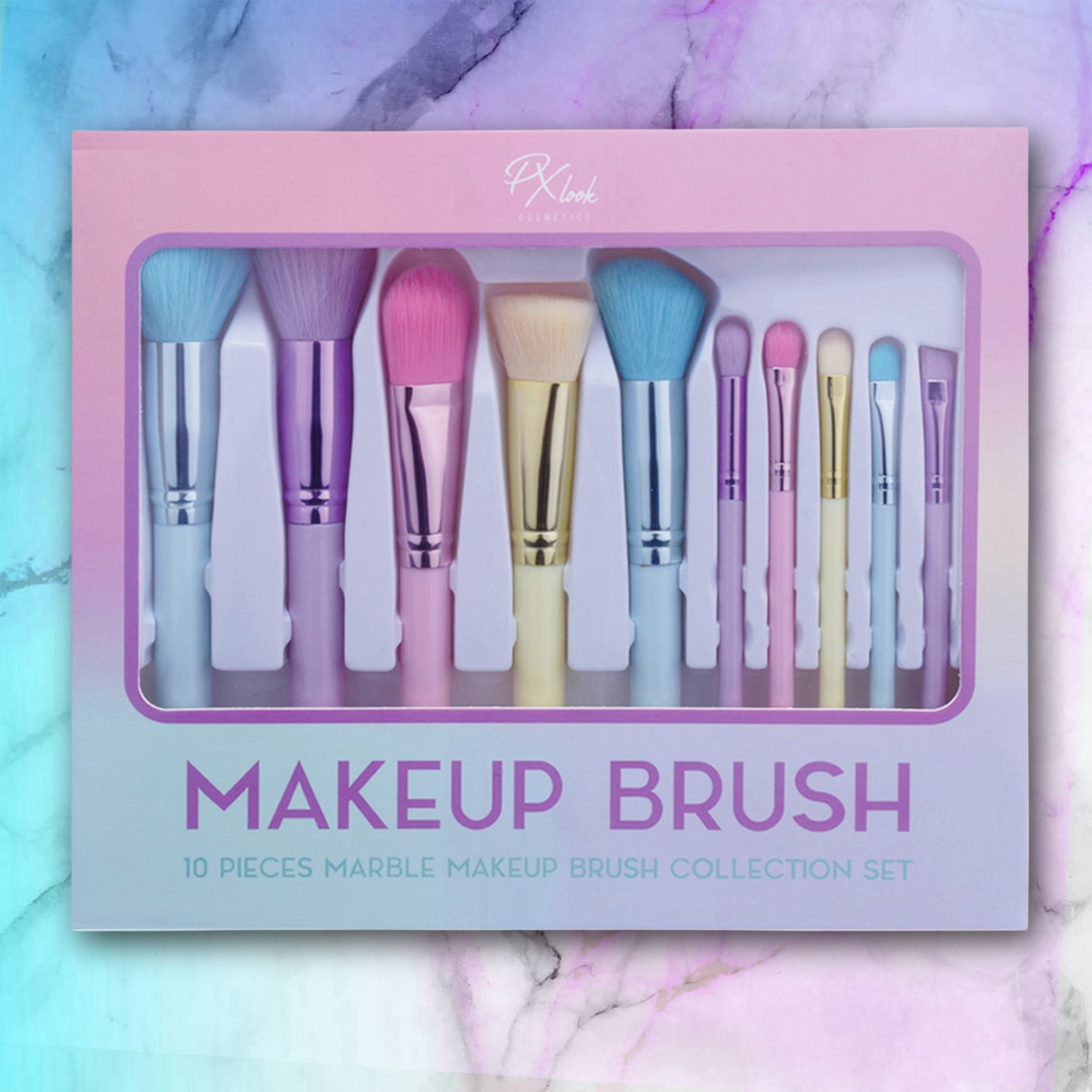Makeup Brush - 10pc Marble Makeup Brush Collection Set